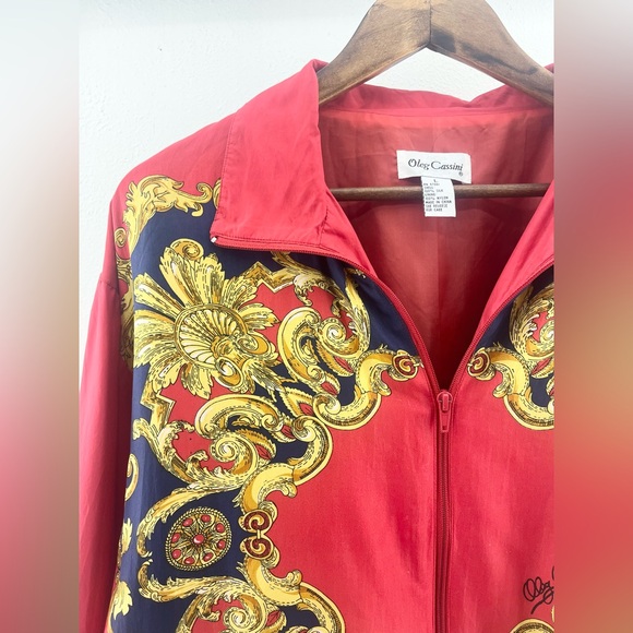 Vintage Red Silk Oleg Cassini Silk Jacket- Large - Picture 2 of 5